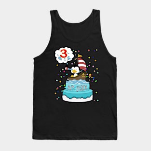 3rd  Birthday Penguin with a boat Tank Top